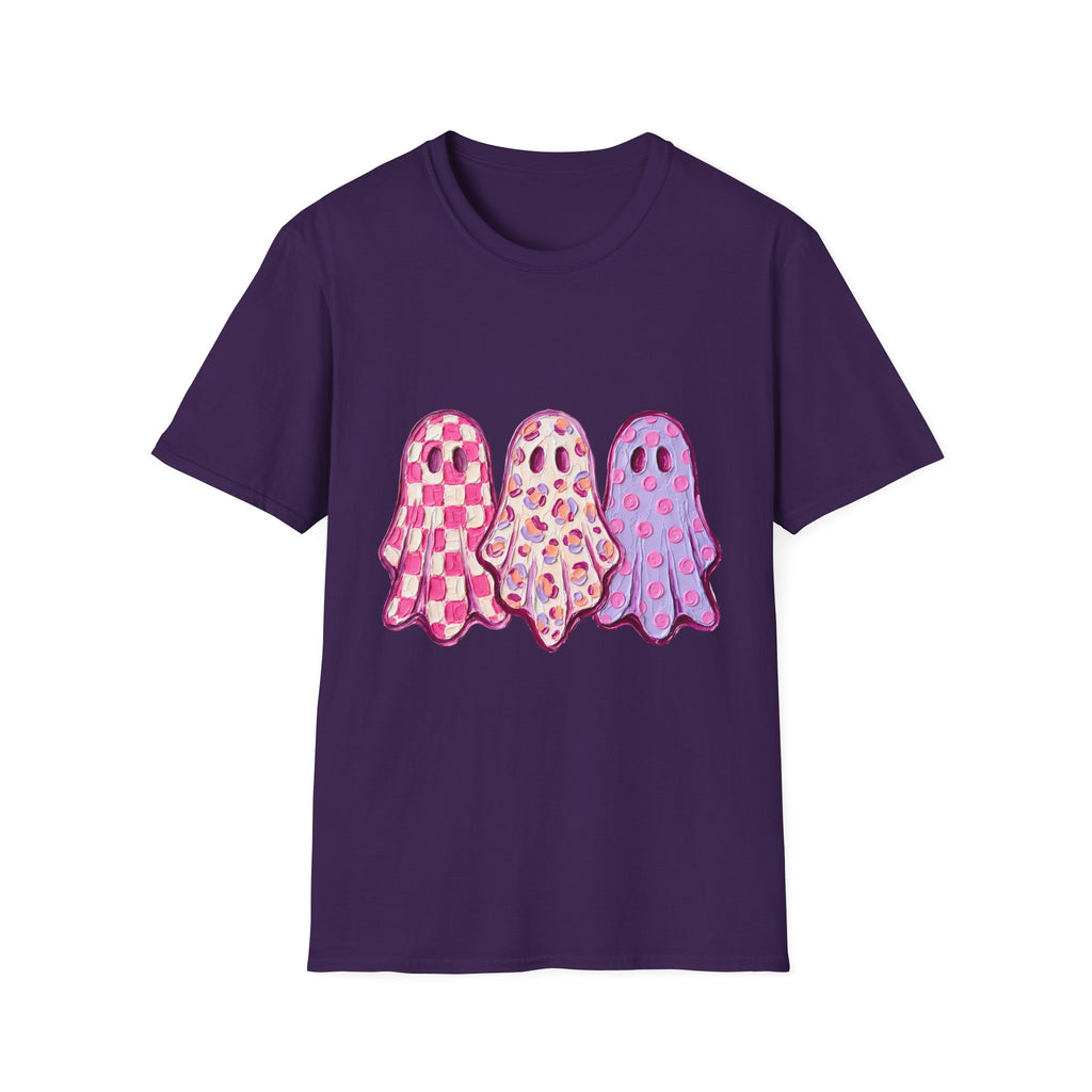 Pink Patterned Ghosts T-Shirt — Cute Halloween and Fall Tee