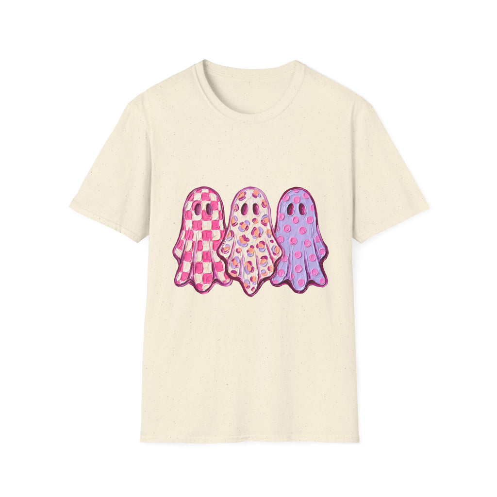Pink Patterned Ghosts T-Shirt — Cute Halloween and Fall Tee