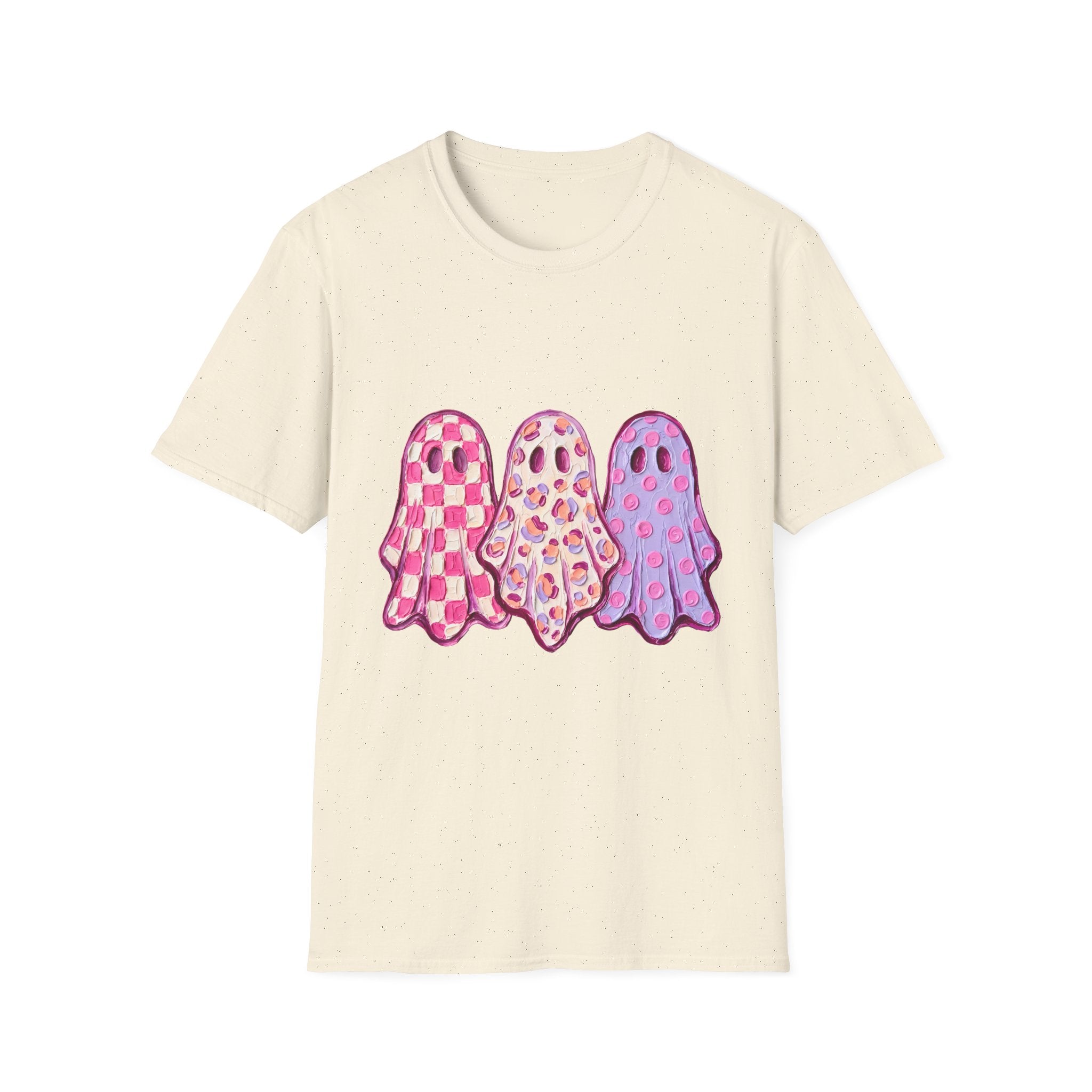Pink Patterned Ghosts T-Shirt — Cute Halloween and Fall Tee