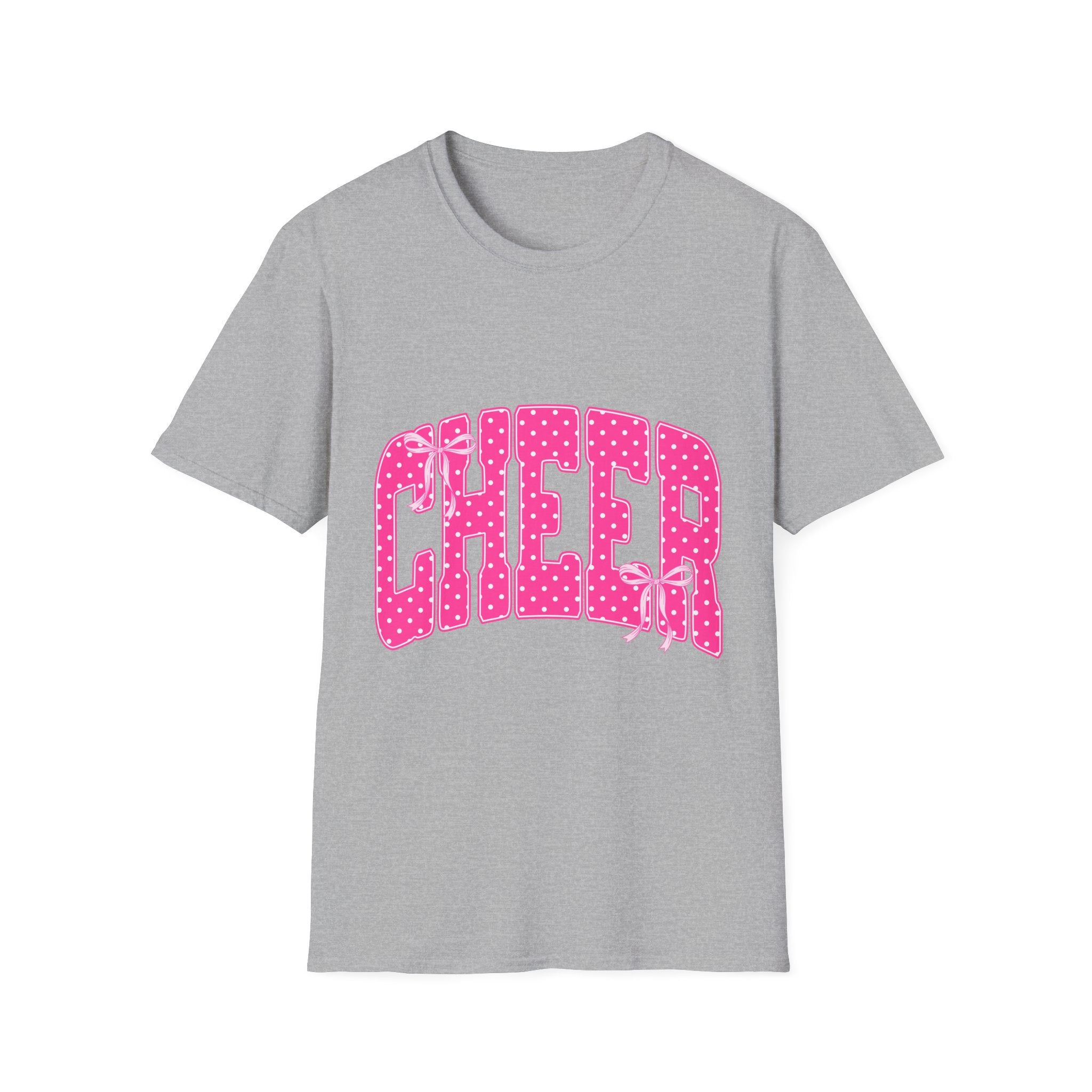Cheer Graphic T-Shirt — Pink Polka Dot Athletic Tee