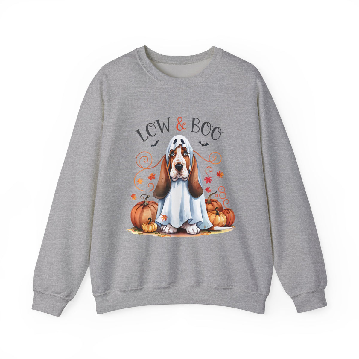 Halloween Basset Hound 'Low & Boo' Crewneck Sweatshirt