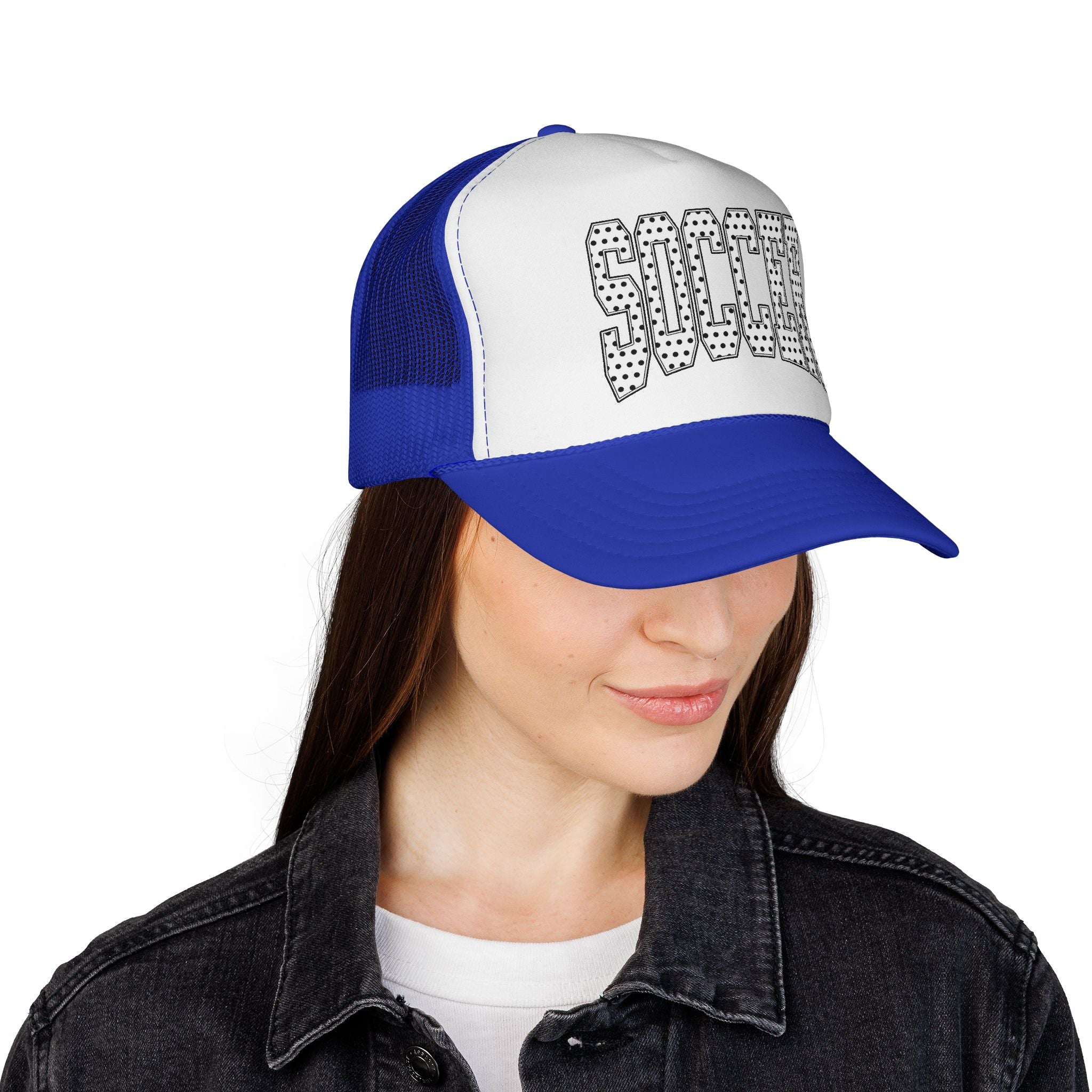 Soccer Dotted Trucker Cap — Vintage Sports Mesh Hat for Fans & Players