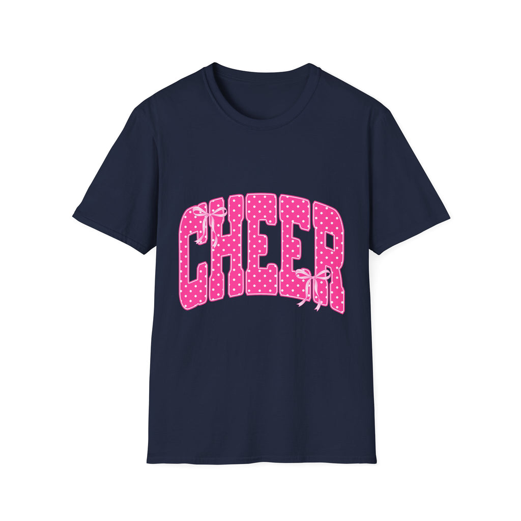 Cheer Graphic T-Shirt — Pink Polka Dot Athletic Tee