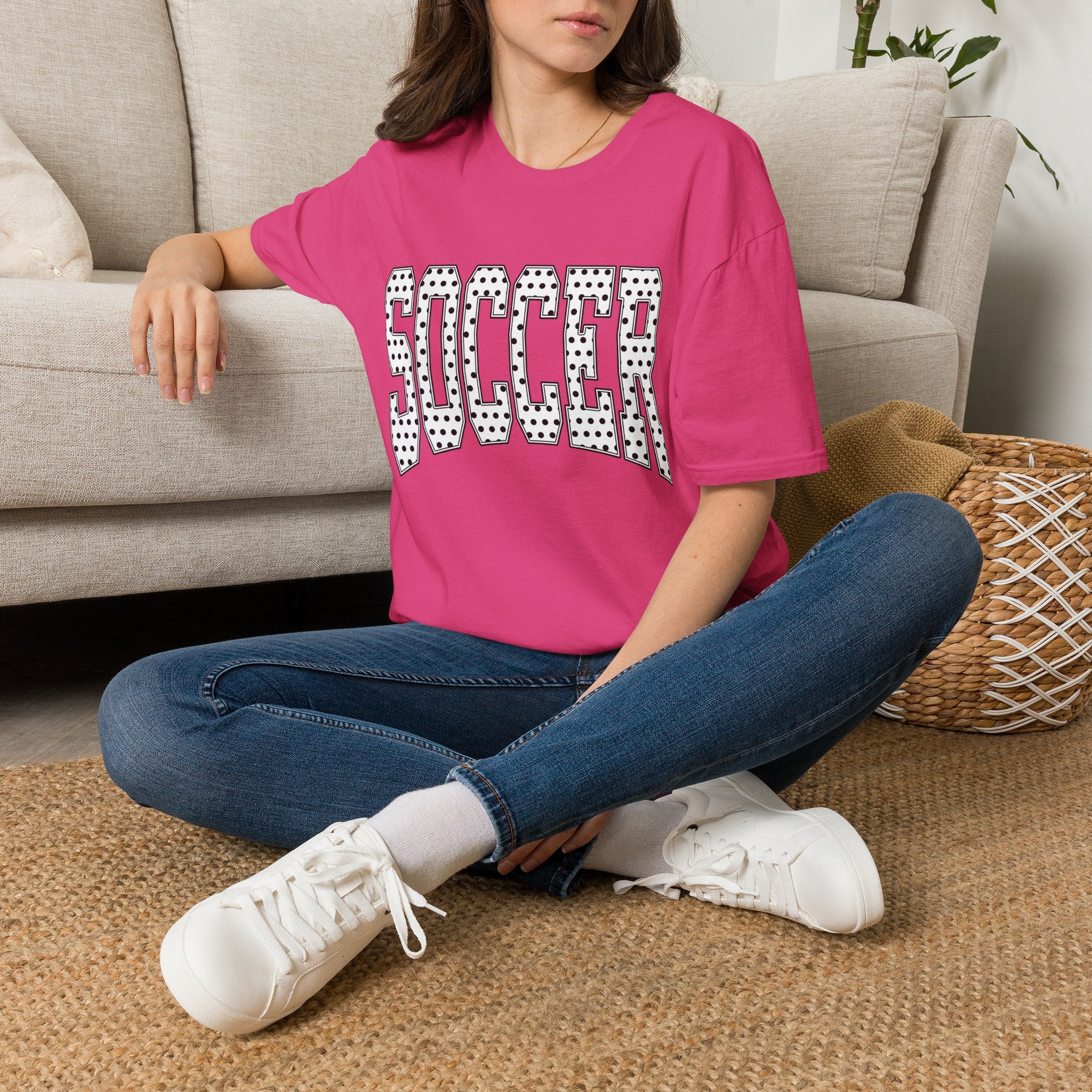 Soccer Varsity Polka Dot T‑Shirt — Retro Athletic Graphic Tee