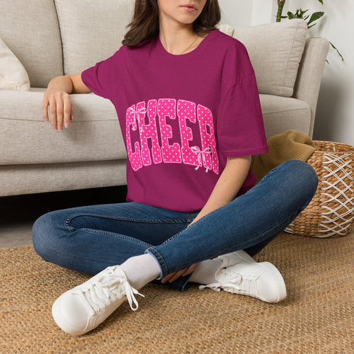 Cheer Graphic T-Shirt — Pink Polka Dot Athletic Tee