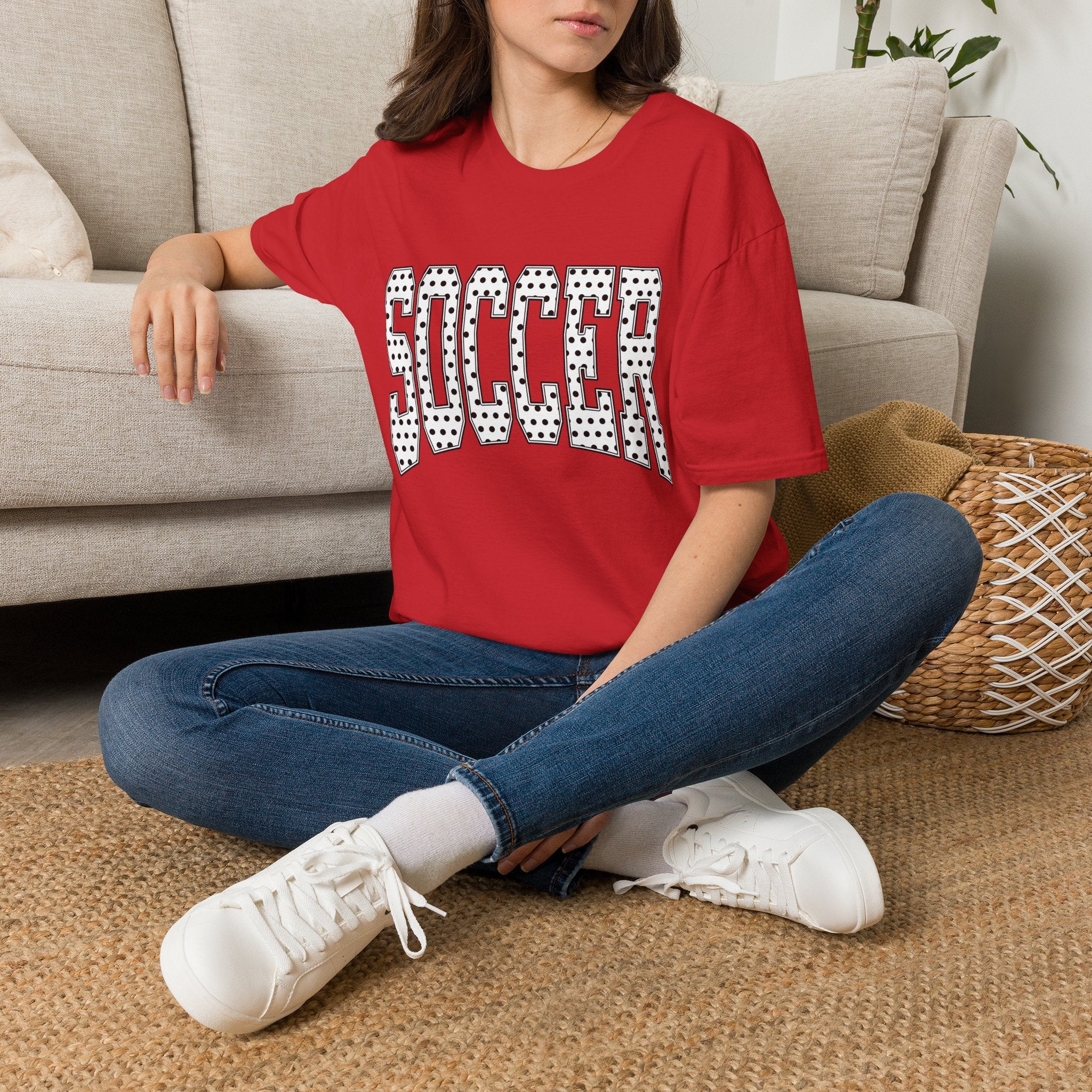 Soccer Varsity Polka Dot T‑Shirt — Retro Athletic Graphic Tee