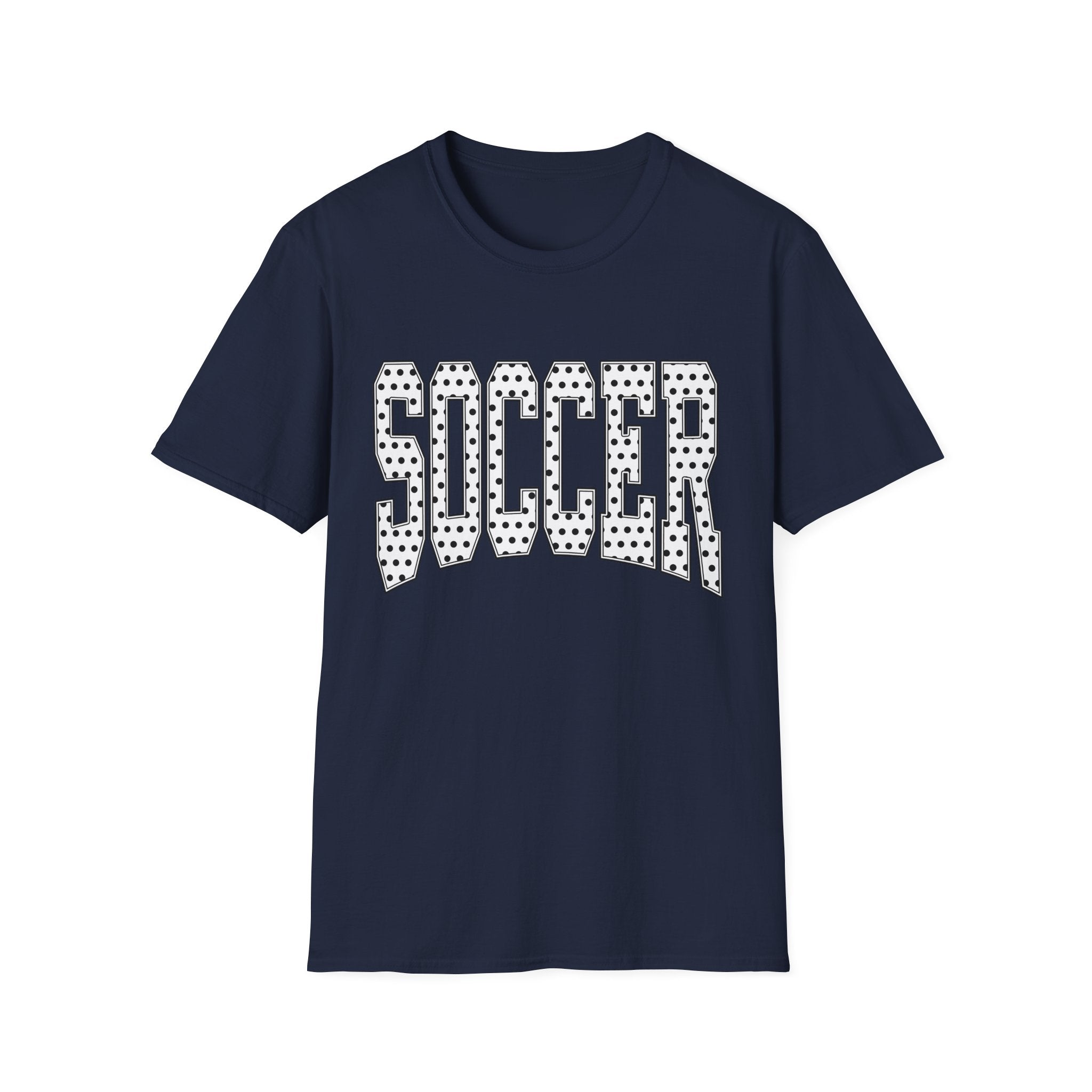 Soccer Varsity Polka Dot T‑Shirt — Retro Athletic Graphic Tee