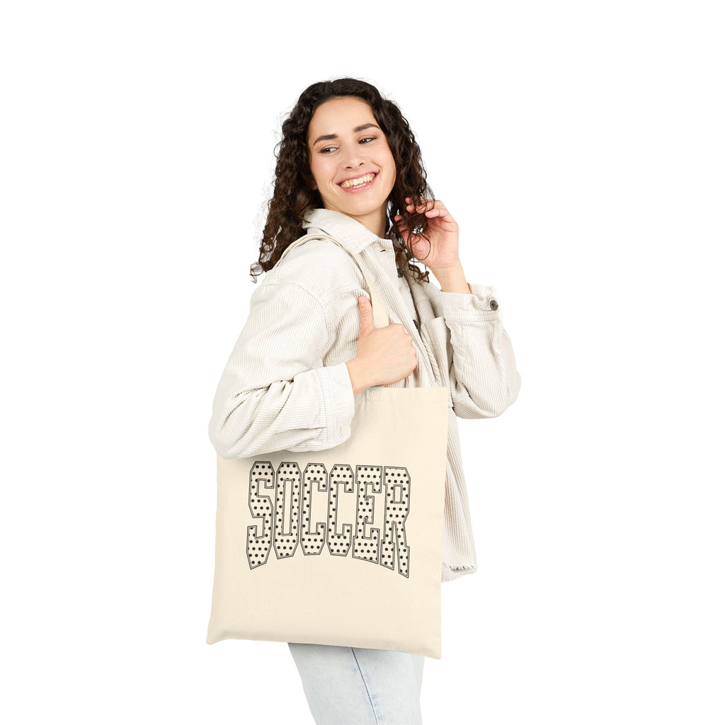 Soccer Varsity Polka Dot | Canvas Tote Bag