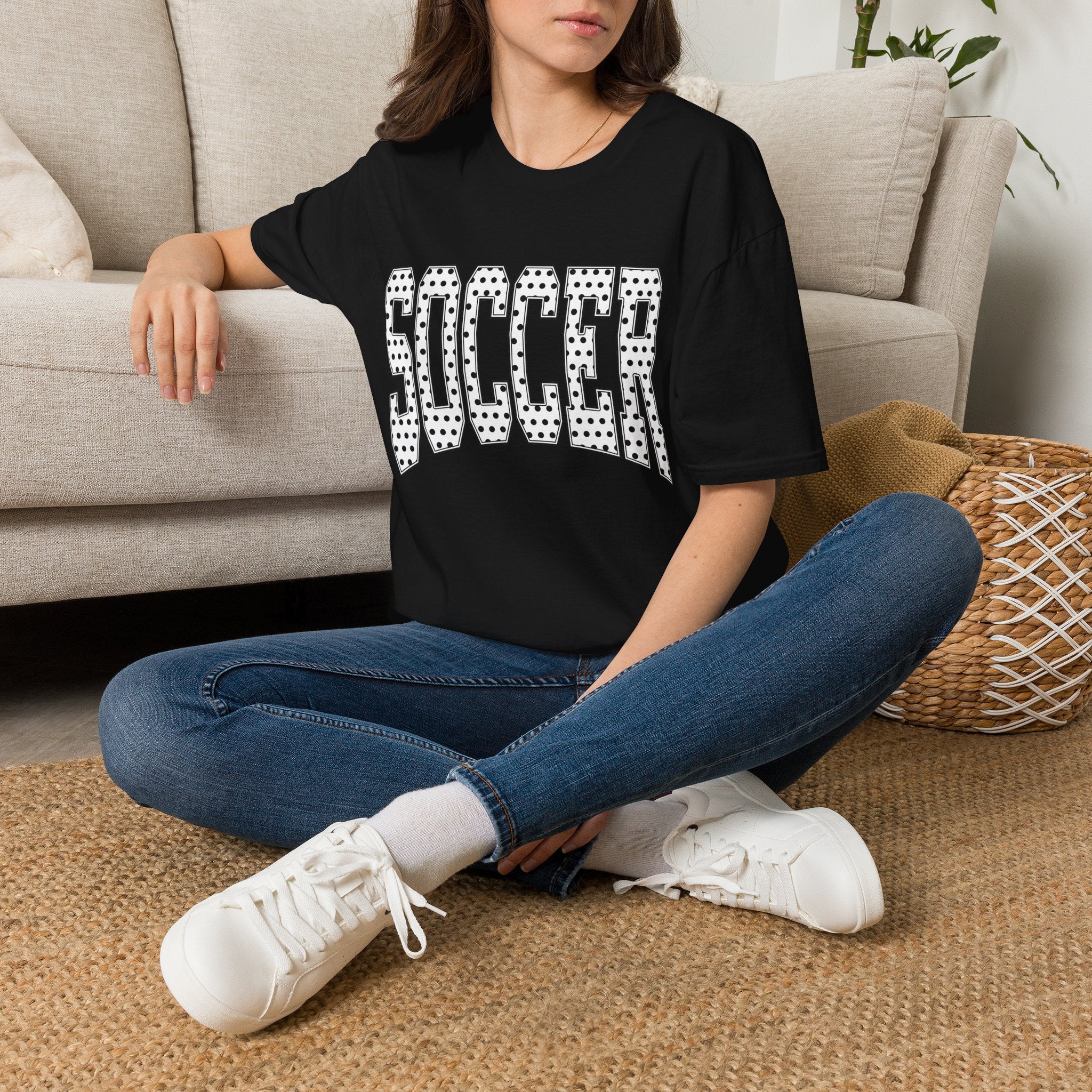 Soccer Varsity Polka Dot T‑Shirt — Retro Athletic Graphic Tee