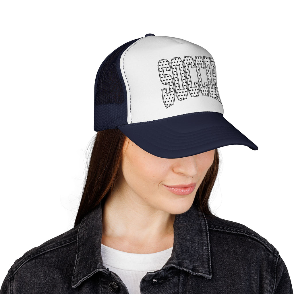 Soccer Dotted Trucker Cap — Vintage Sports Mesh Hat for Fans & Players