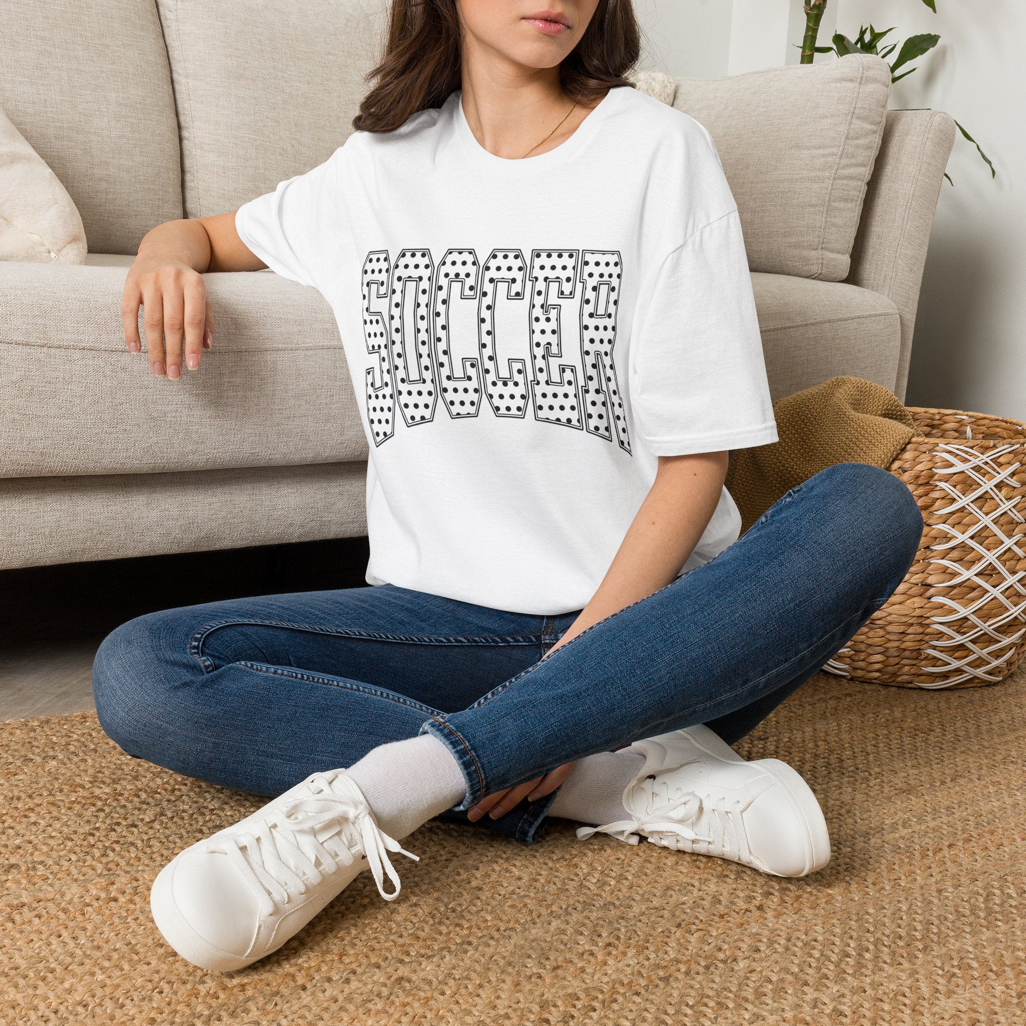 Soccer Varsity Polka Dot T‑Shirt — Retro Athletic Graphic Tee
