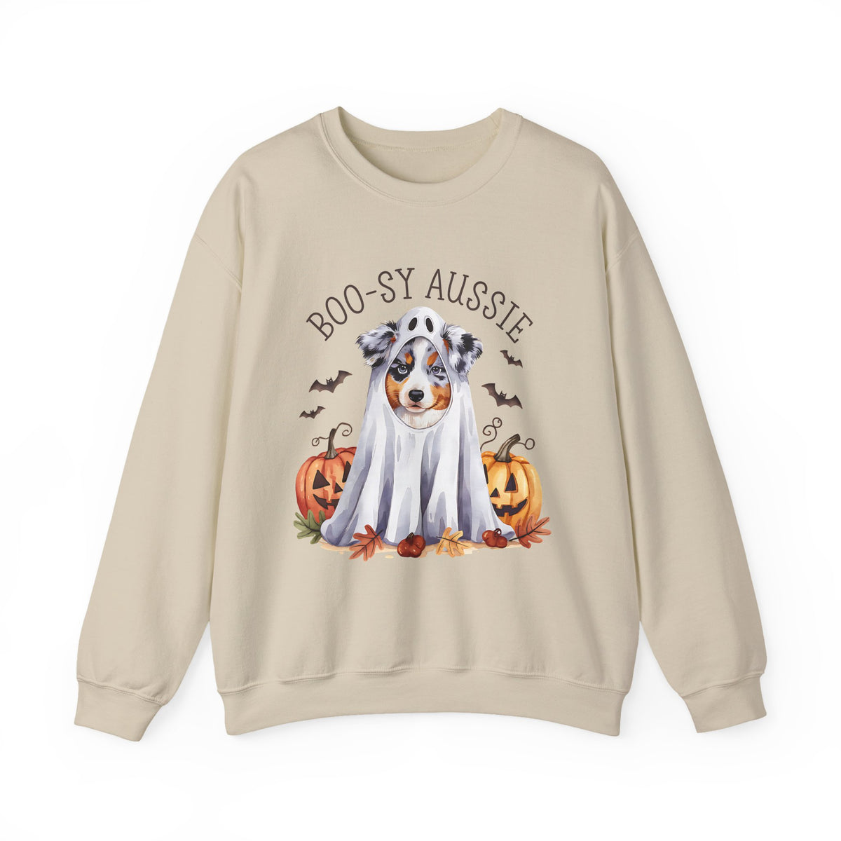 Boo-sy Aussie Ghost Dog Crewneck Sweatshirt | Halloween Aussie Shepherd
