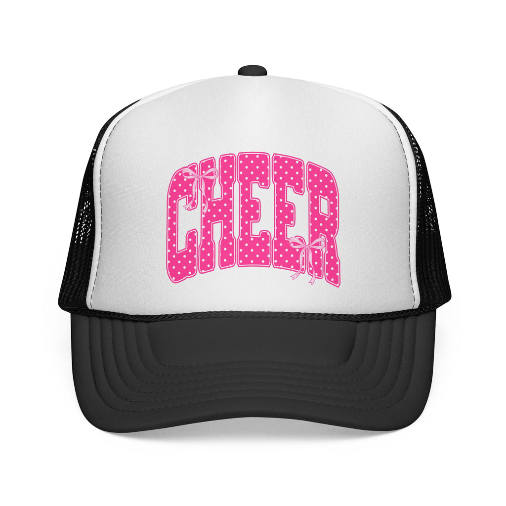 Cheer Trucker Hat — Pink Polka Dot Cheerleading Cap