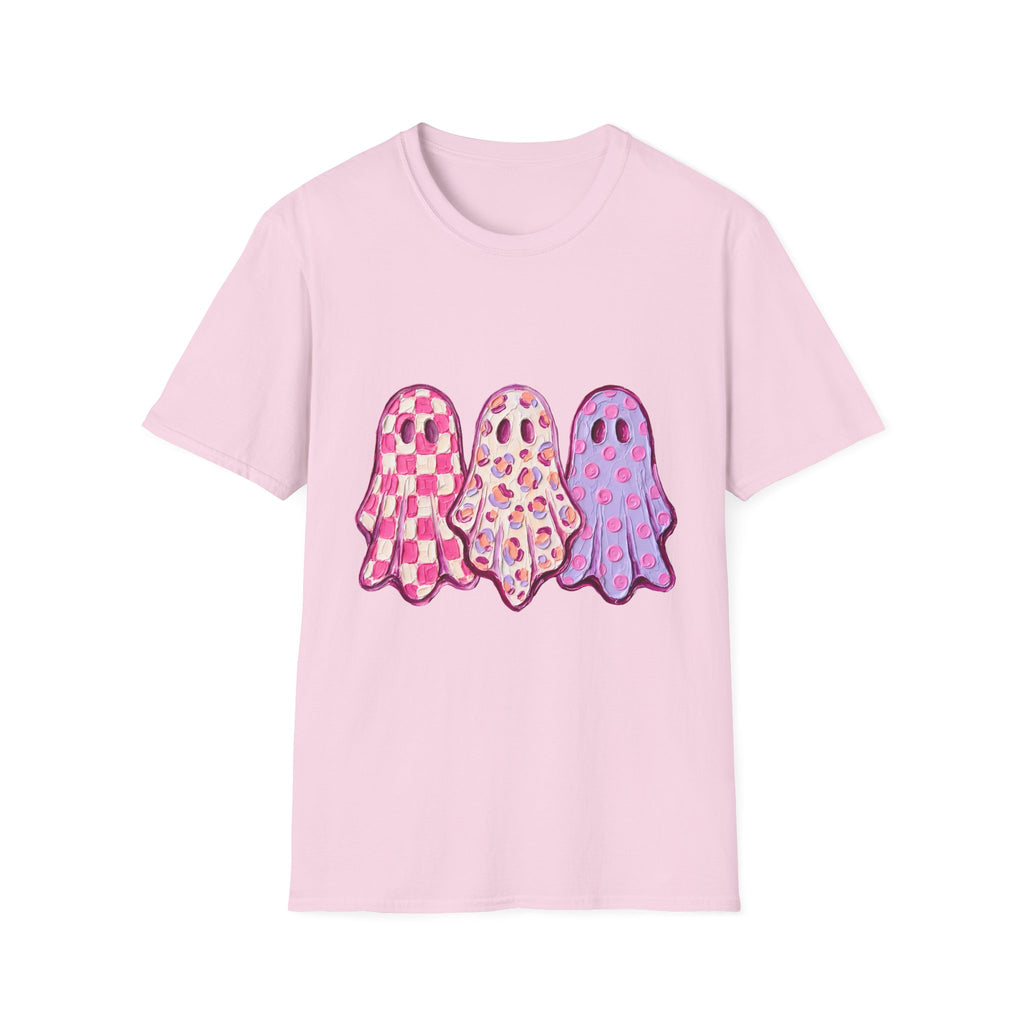 Pink Patterned Ghosts T-Shirt — Cute Halloween and Fall Tee