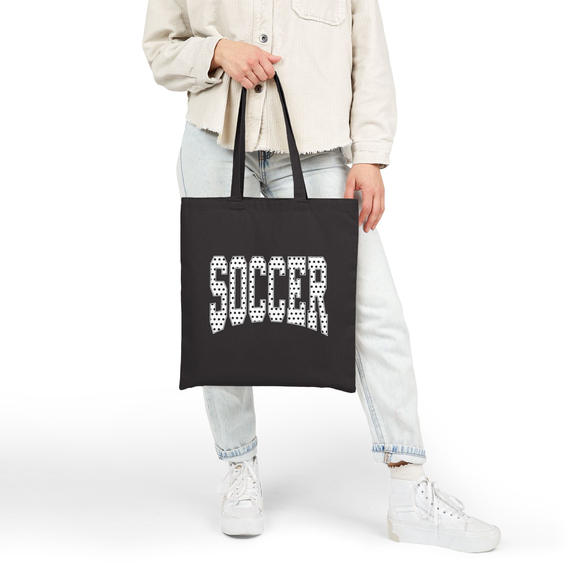 Soccer Varsity Polka Dot | Canvas Tote Bag