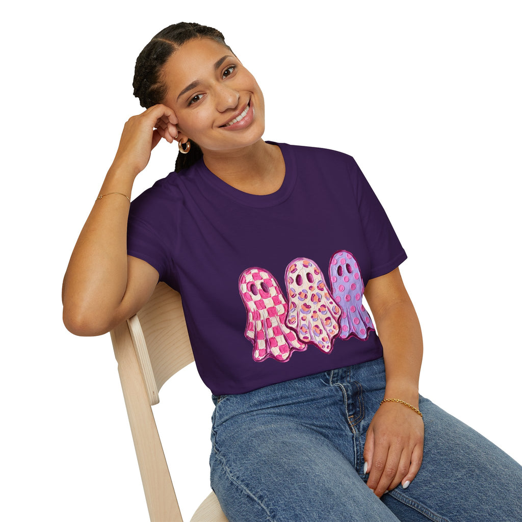 Pink Patterned Ghosts T-Shirt — Cute Halloween and Fall Tee