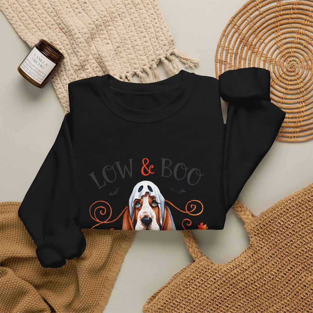 Halloween Basset Hound 'Low & Boo' Crewneck Sweatshirt