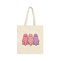 Pink Patterned Ghost | Cotton Canvas Tote Bag