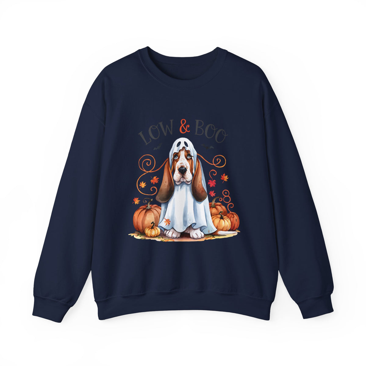 Halloween Basset Hound 'Low & Boo' Crewneck Sweatshirt