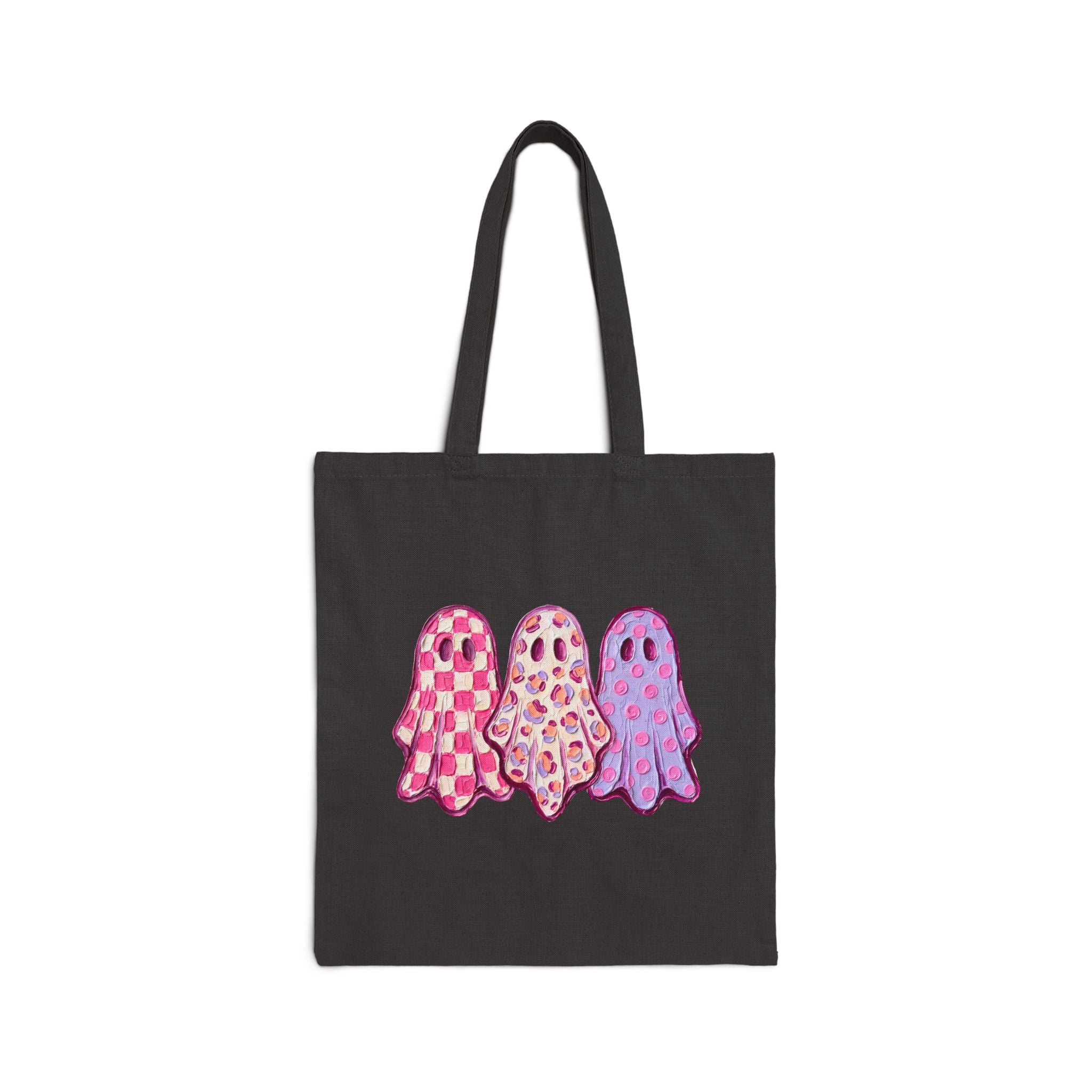 Pink Patterned Ghost | Cotton Canvas Tote Bag