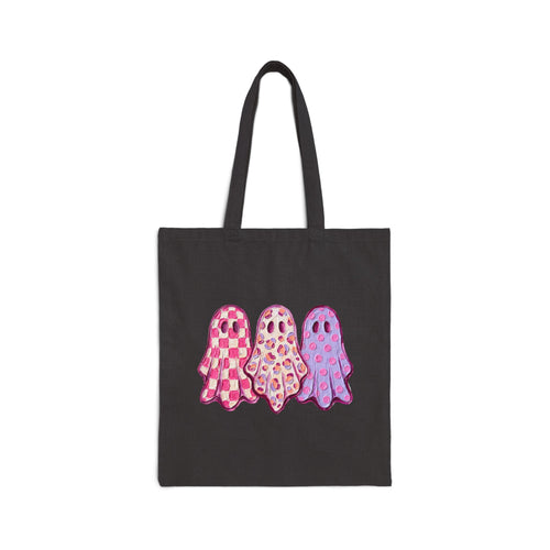 Pink Patterned Ghost | Cotton Canvas Tote Bag