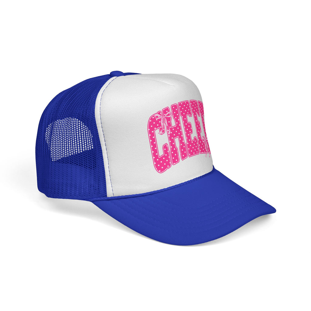 Cheer Trucker Hat — Pink Polka Dot Cheerleading Cap