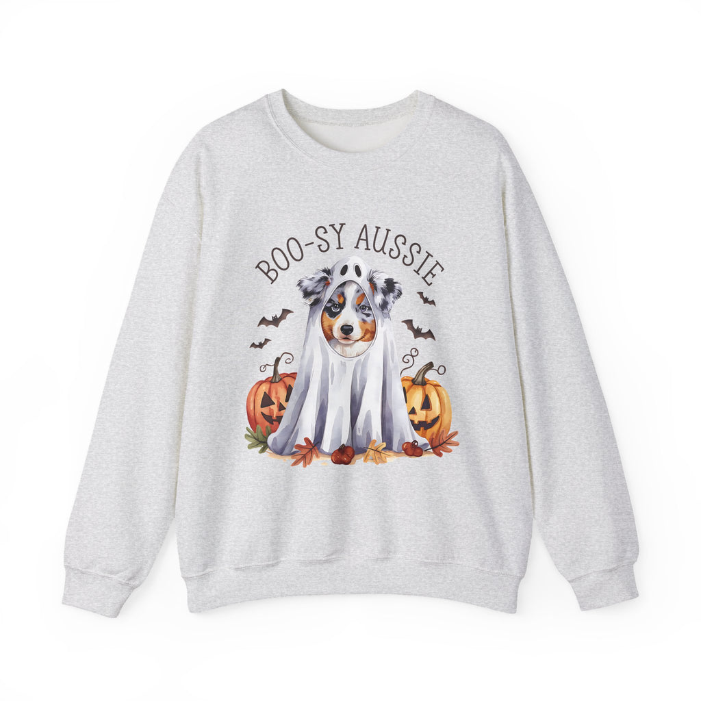 Boo-sy Aussie Ghost Dog Crewneck Sweatshirt | Halloween Aussie Shepherd