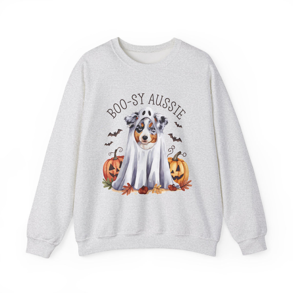 Boo-sy Aussie Ghost Dog Crewneck Sweatshirt | Halloween Aussie Shepherd