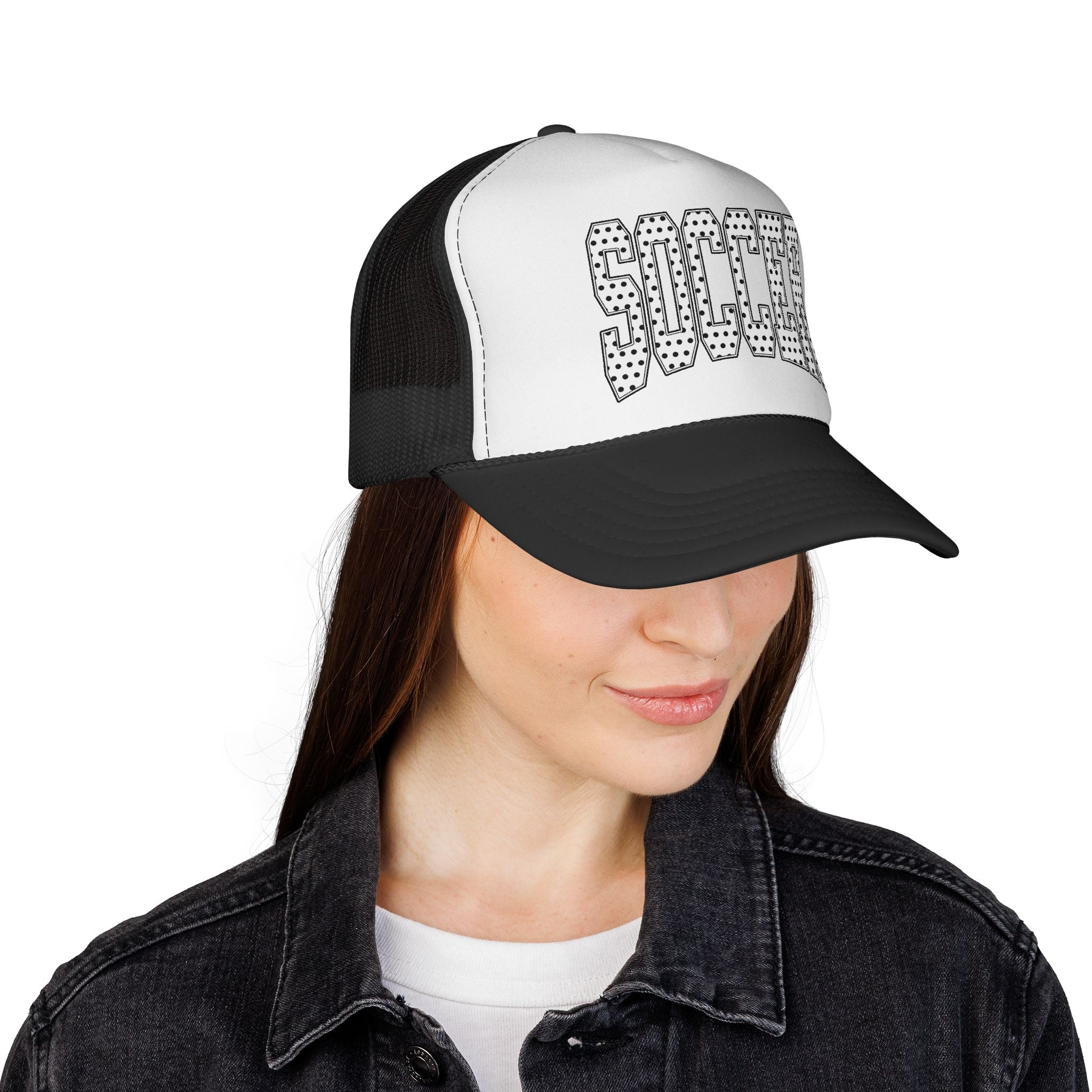 Soccer Dotted Trucker Cap — Vintage Sports Mesh Hat for Fans & Players