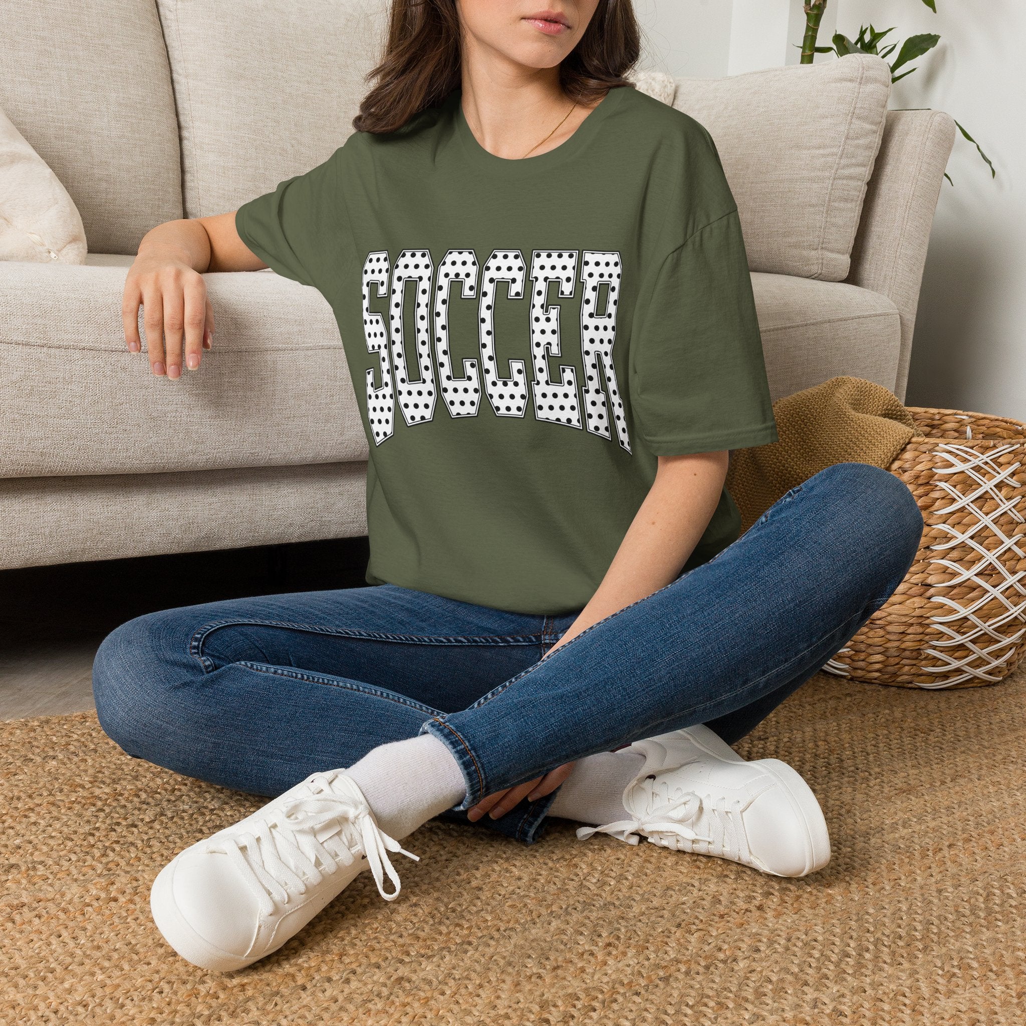 Soccer Varsity Polka Dot T‑Shirt — Retro Athletic Graphic Tee