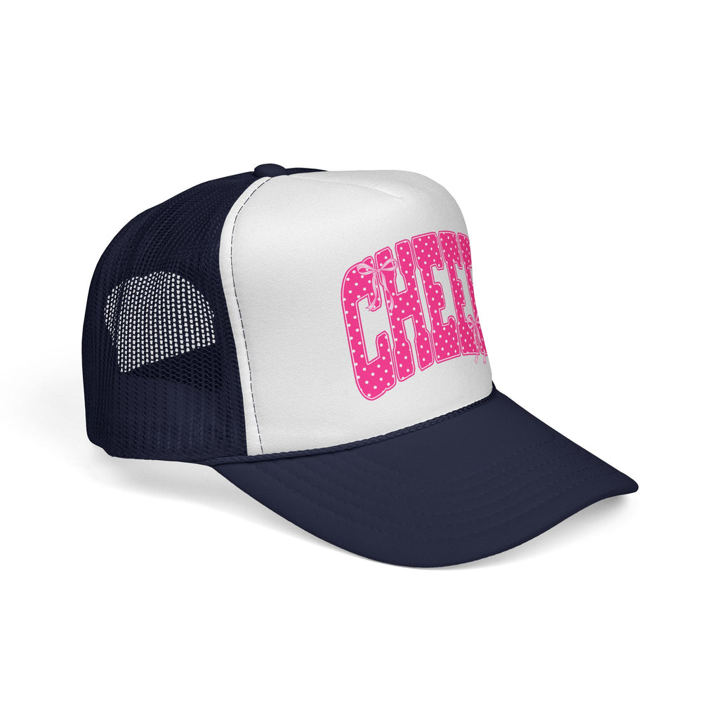 Cheer Trucker Hat — Pink Polka Dot Cheerleading Cap