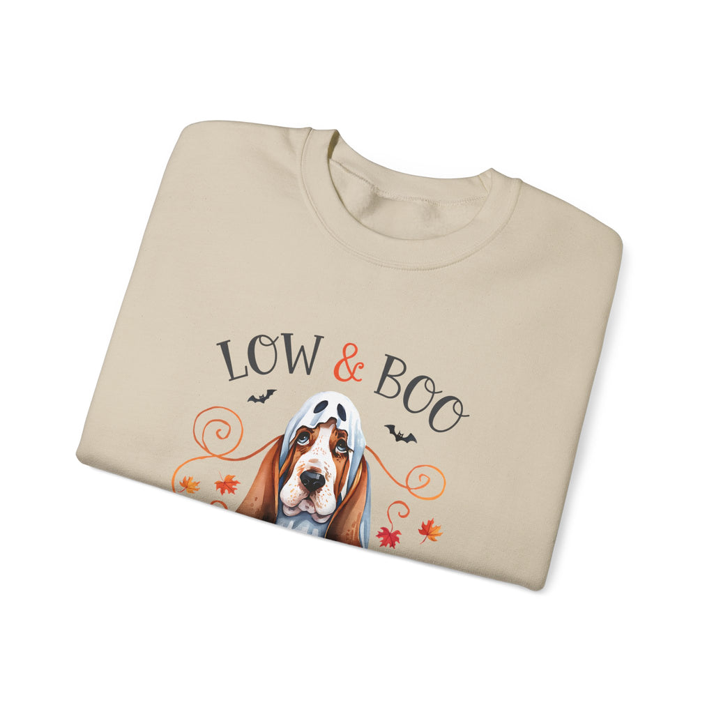 Halloween Basset Hound 'Low & Boo' Crewneck Sweatshirt