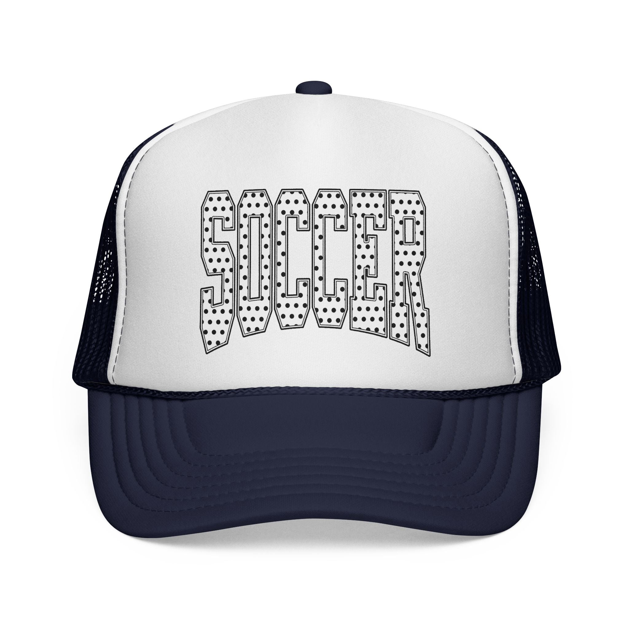Soccer Dotted Trucker Cap — Vintage Sports Mesh Hat for Fans & Players