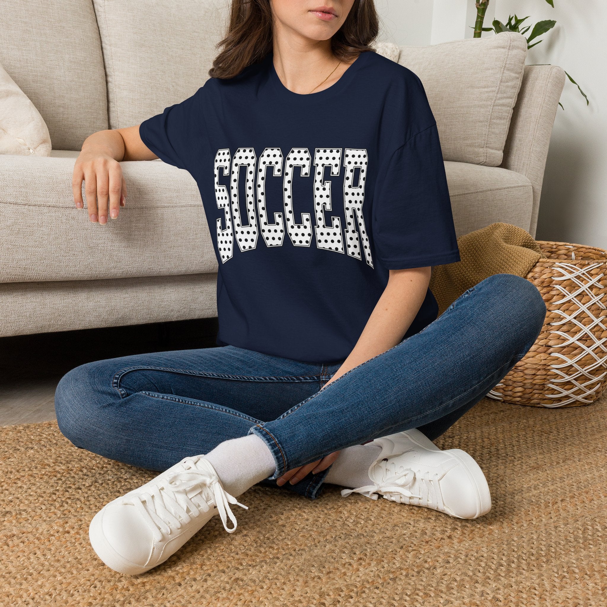 Soccer Varsity Polka Dot T‑Shirt — Retro Athletic Graphic Tee