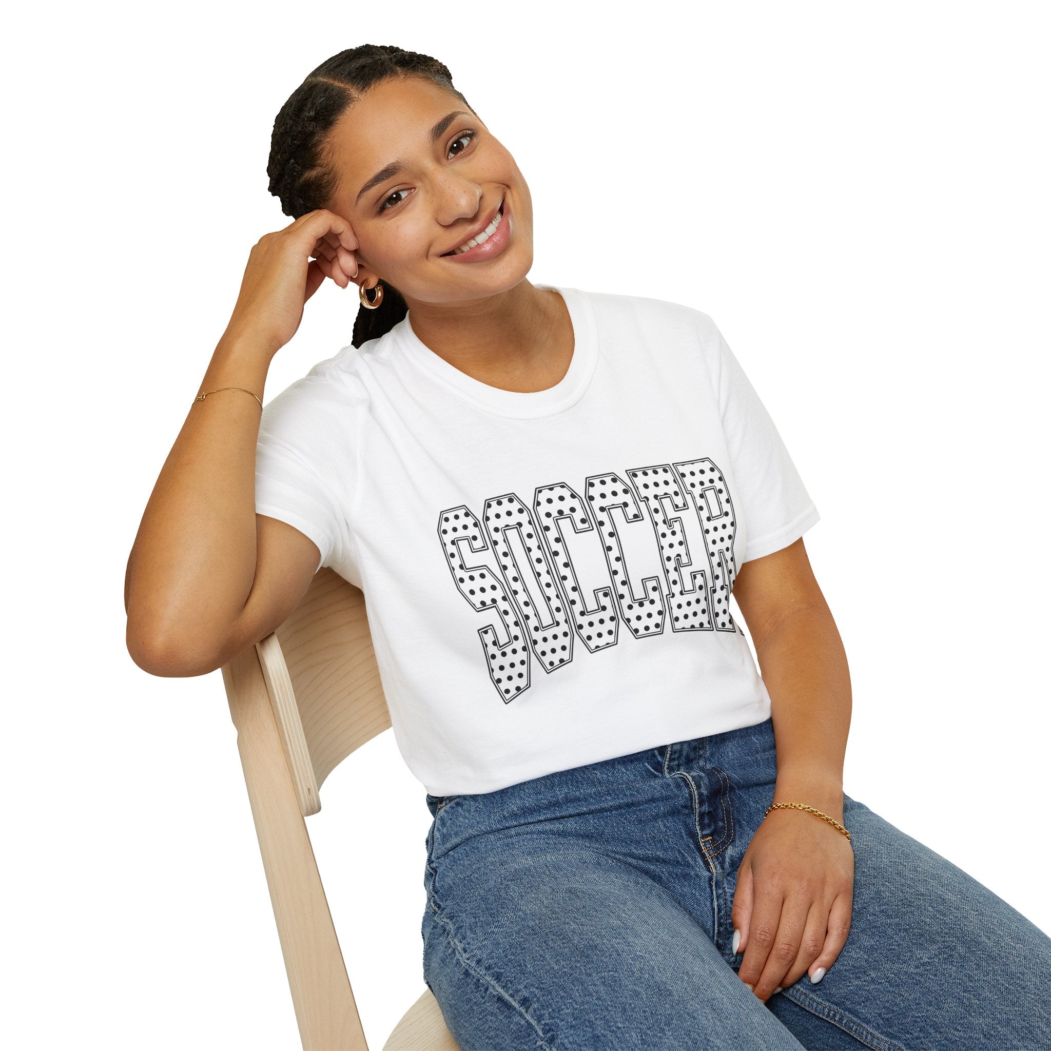 Soccer Varsity Polka Dot T‑Shirt — Retro Athletic Graphic Tee
