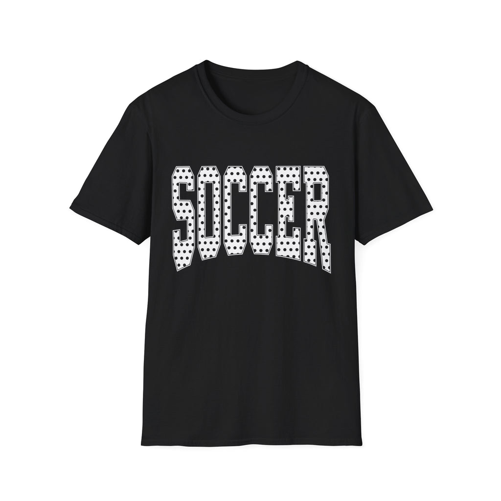 Soccer Varsity Polka Dot T‑Shirt — Retro Athletic Graphic Tee