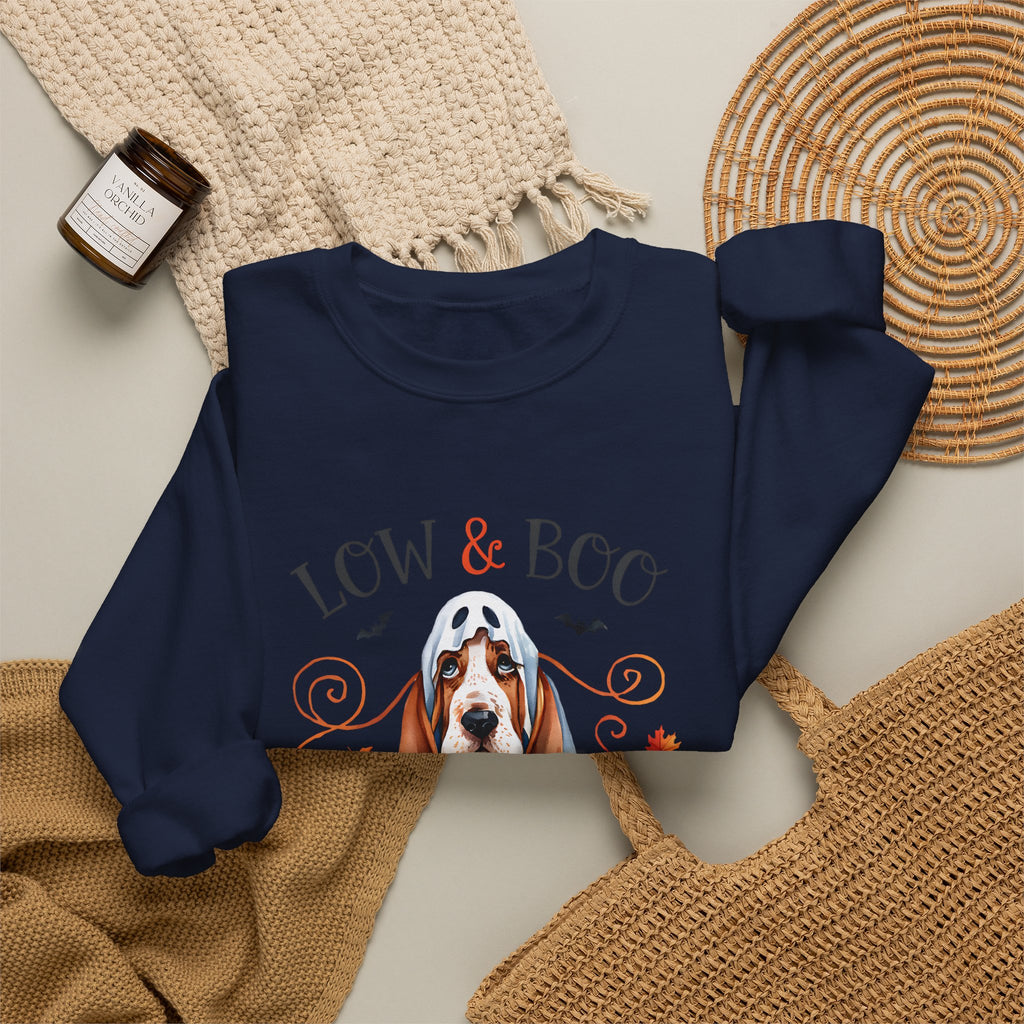 Halloween Basset Hound 'Low & Boo' Crewneck Sweatshirt