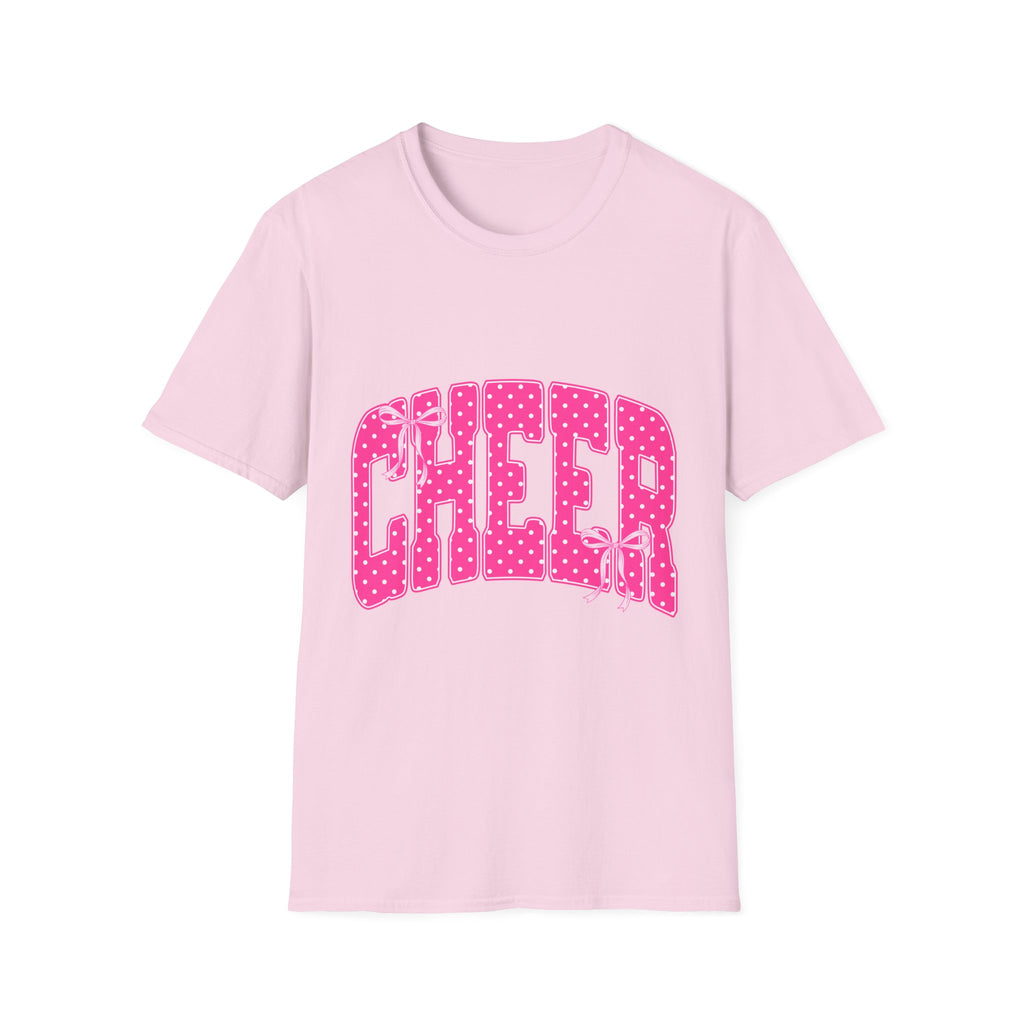 Cheer Graphic T-Shirt — Pink Polka Dot Athletic Tee