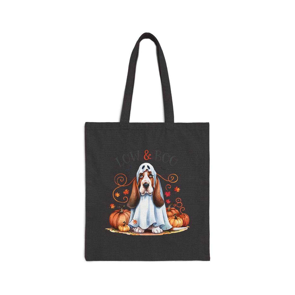 Halloween Basset Hound 'Low & Boo' Canvas Tote Bag