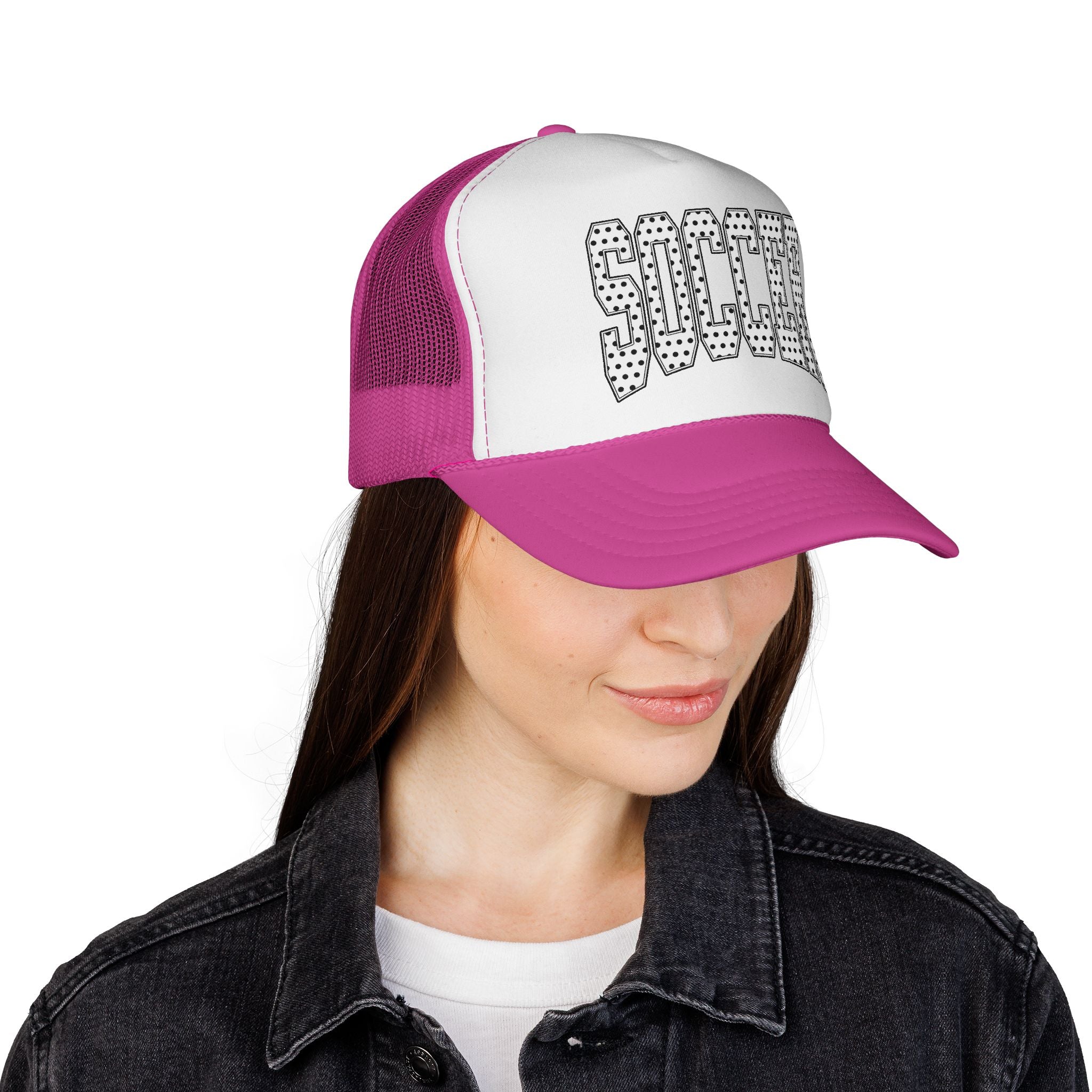 Soccer Dotted Trucker Cap — Vintage Sports Mesh Hat for Fans & Players
