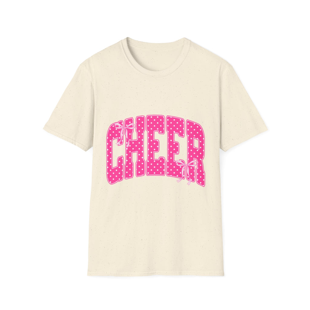 Cheer Graphic T-Shirt — Pink Polka Dot Athletic Tee