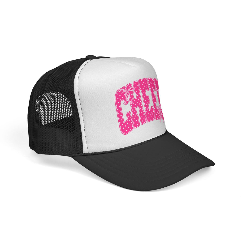 Cheer Trucker Hat — Pink Polka Dot Cheerleading Cap