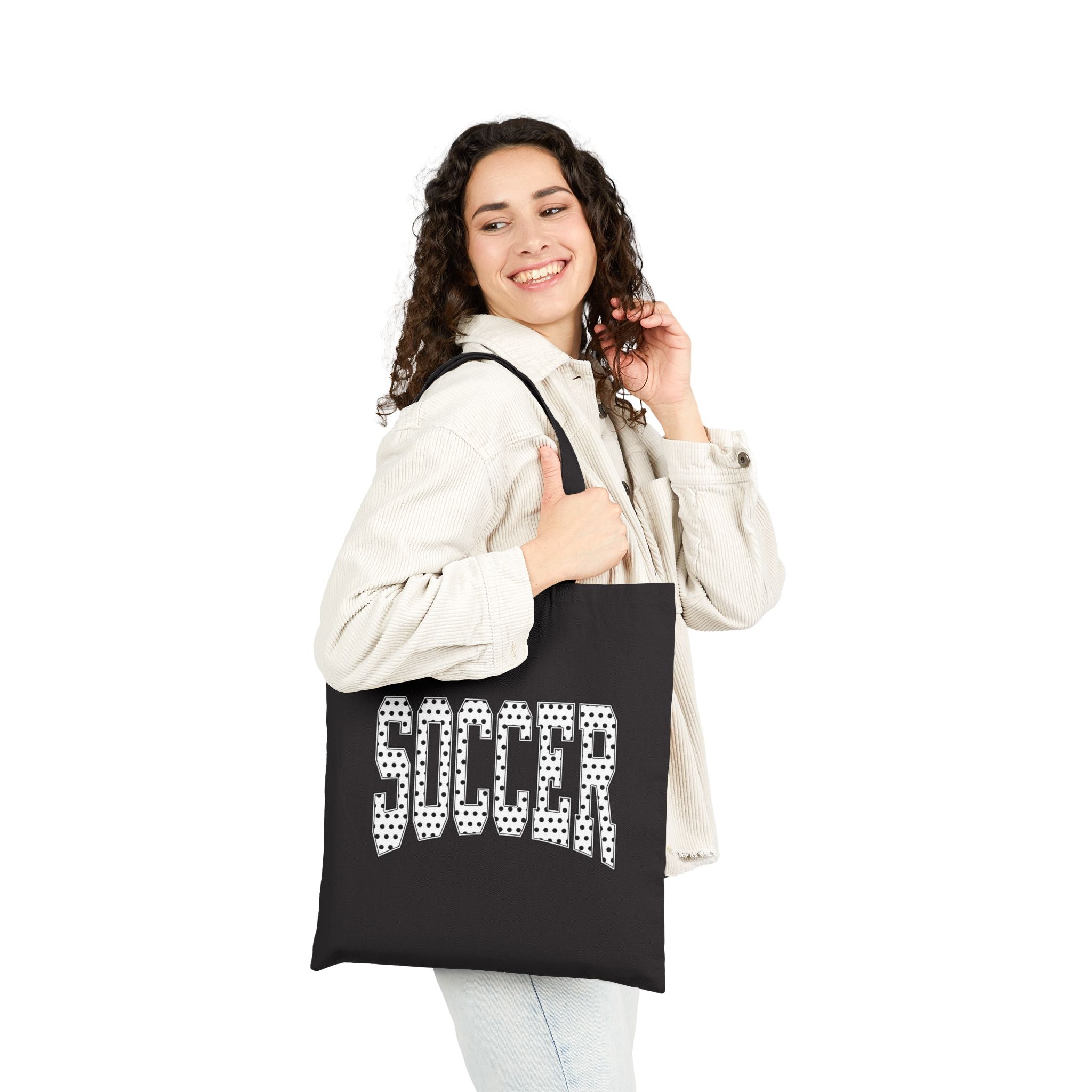 Soccer Varsity Polka Dot | Canvas Tote Bag