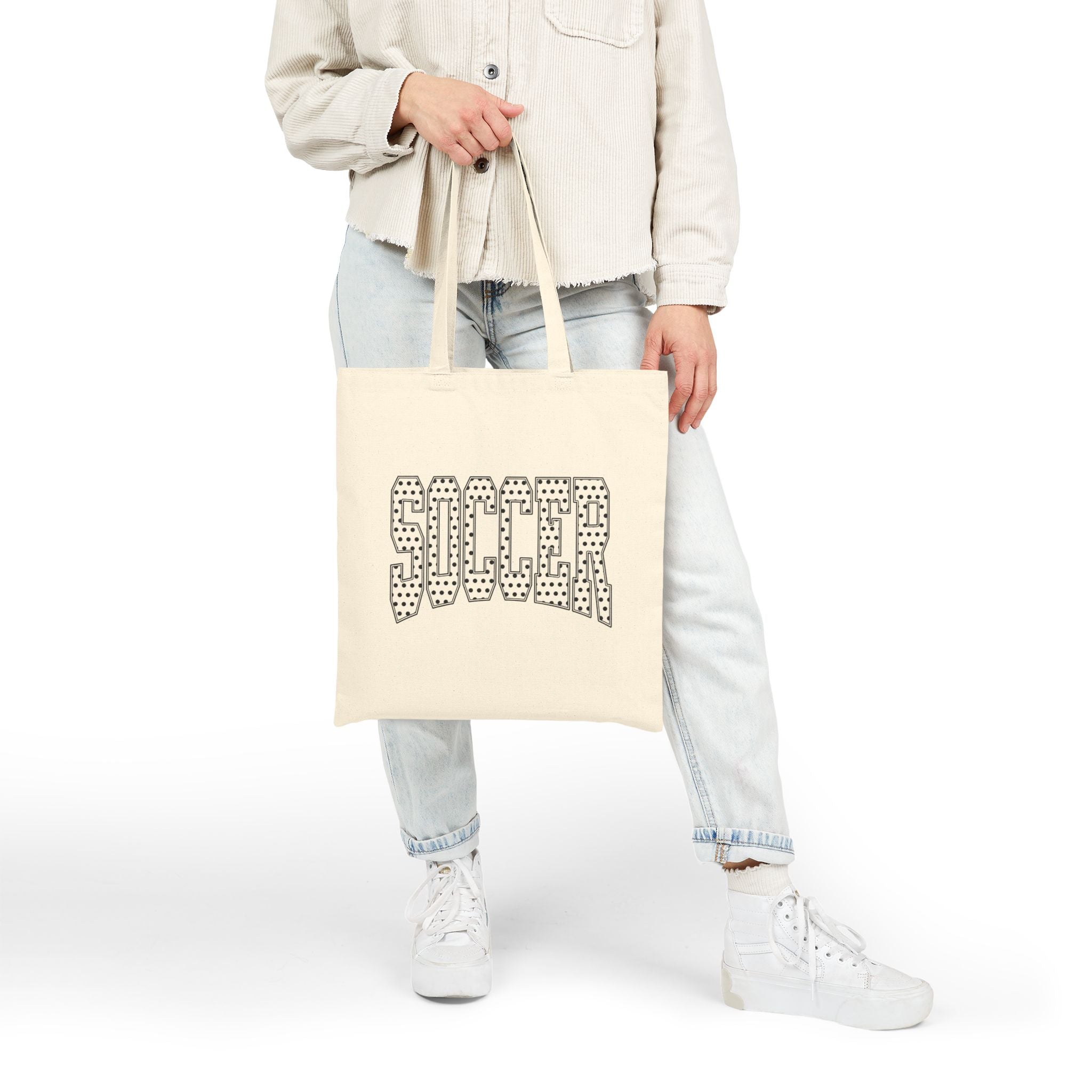 Soccer Varsity Polka Dot | Canvas Tote Bag