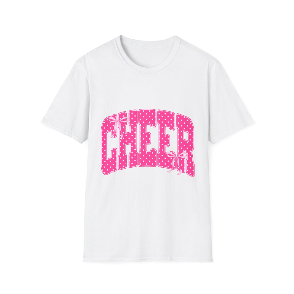 Cheer Graphic T-Shirt — Pink Polka Dot Athletic Tee