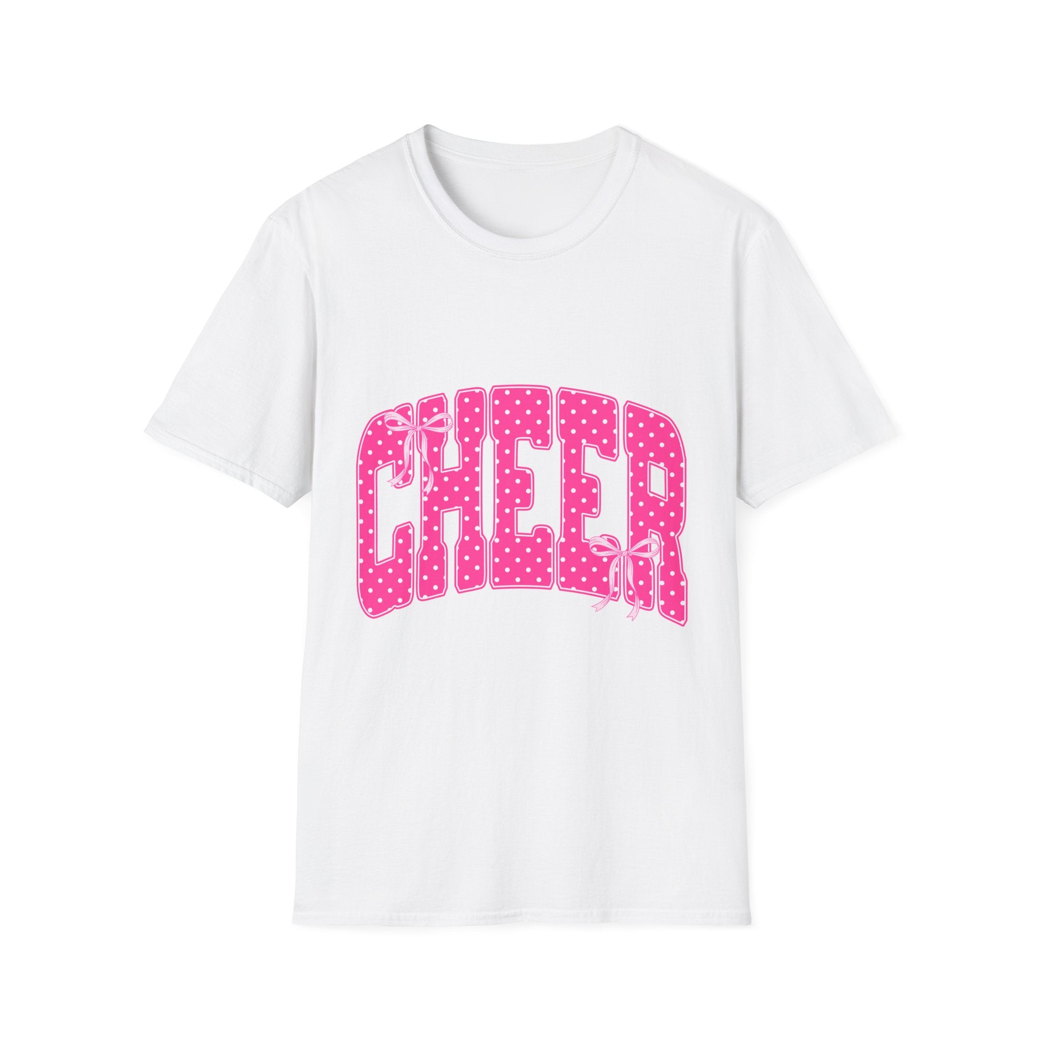 Cheer Graphic T-Shirt — Pink Polka Dot Athletic Tee