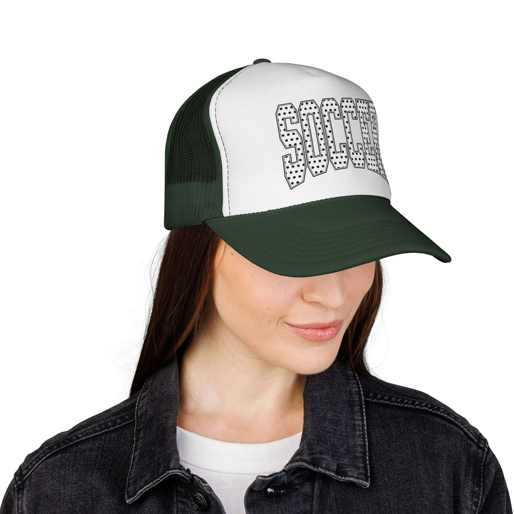 Soccer Dotted Trucker Cap — Vintage Sports Mesh Hat for Fans & Players