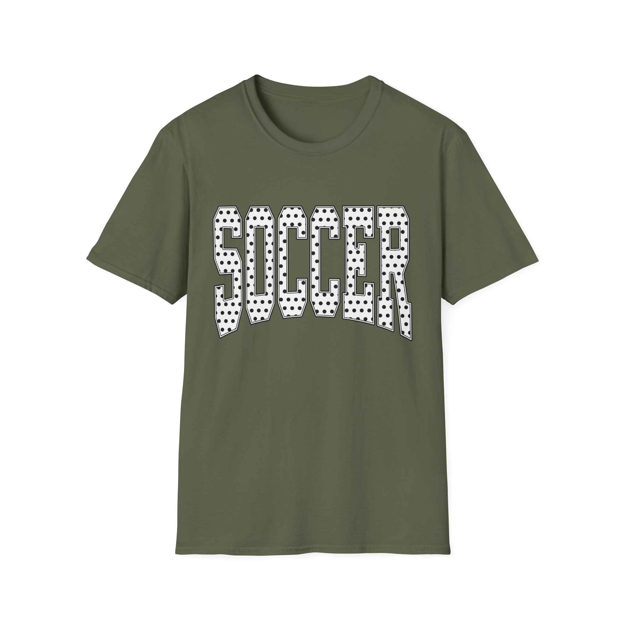 Soccer Varsity Polka Dot T‑Shirt — Retro Athletic Graphic Tee