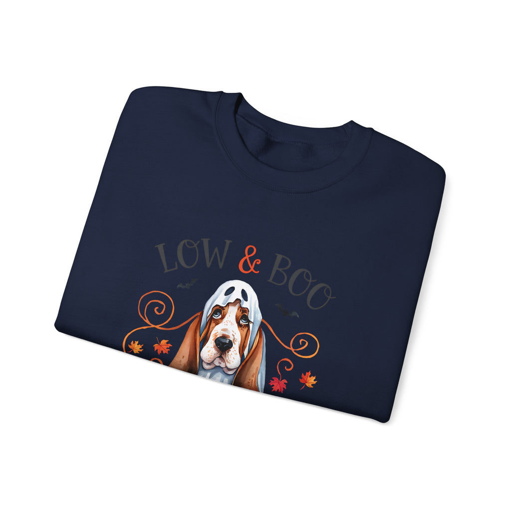 Halloween Basset Hound 'Low & Boo' Crewneck Sweatshirt